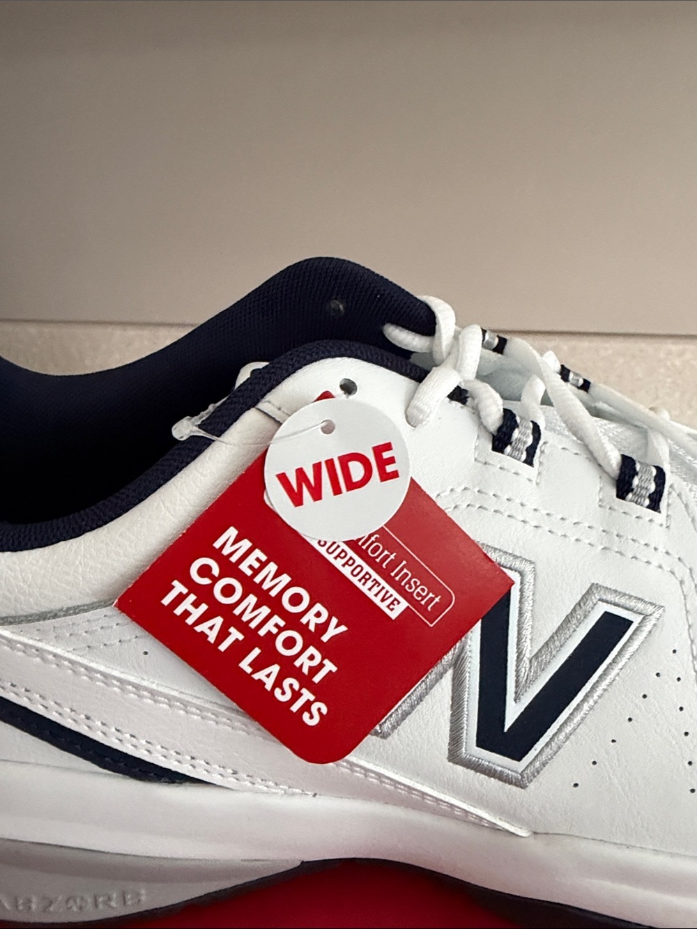 New Balance Men’s White and Navy Wide-Width 10.5 Training Shoe - Picture 3 of 10